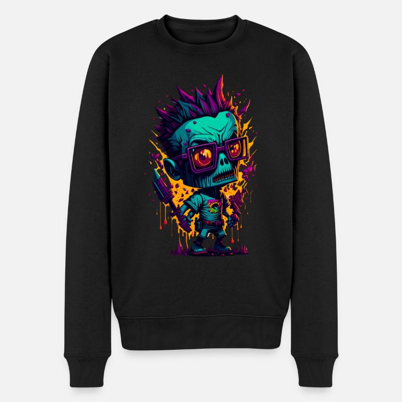 Bunter cooler Zombie - Männer Premium Bio Pullover - Schwarz