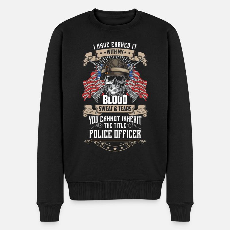 Polizei Gesetzeshüter Polizistin Uniform - Männer Premium Bio Pullover - Schwarz