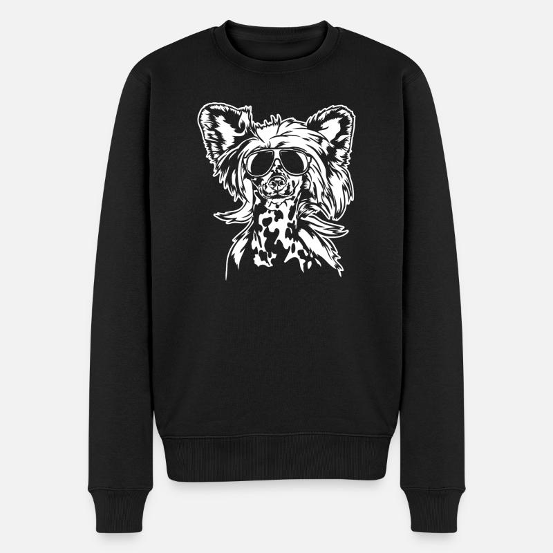 Chinese Crested Dog cool Portrait Hunde Wilsigns - Männer Premium Bio Pullover - Schwarz