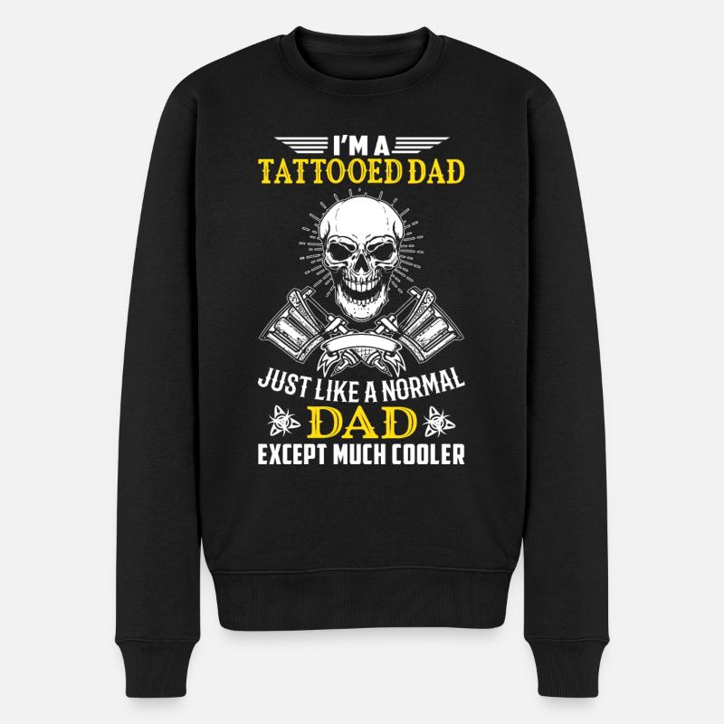 Tattoo Papa tätowiert cooler Vater Dad Totenkopf - Männer Premium Bio Pullover - Schwarz