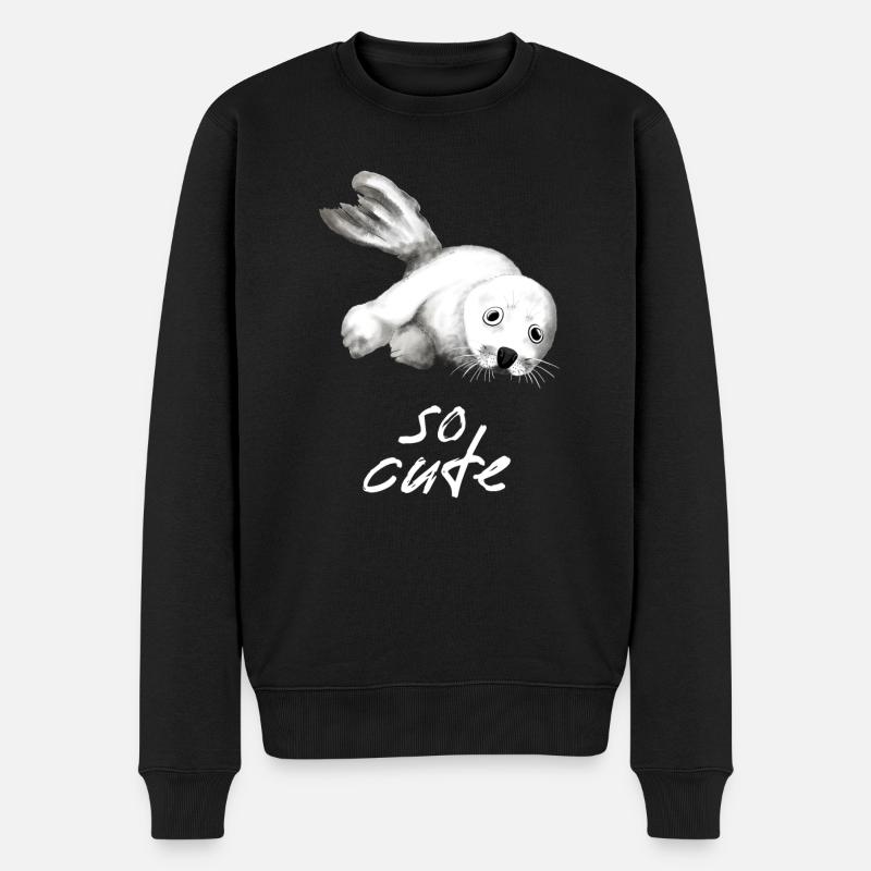 bébé phoque si mignon - Pull Premium bio Homme - noir