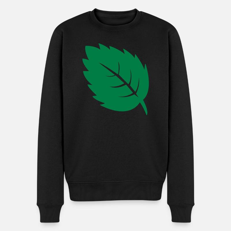 blatt leaf - Männer Premium Bio Pullover - Schwarz