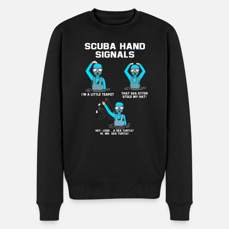 Plongeur Main Signe Scuba Diving - Pull Premium bio Homme - noir