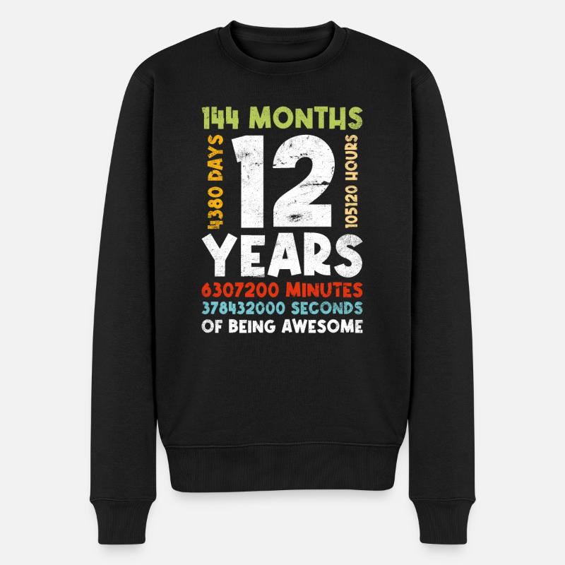 12. Geburtstag Kinder 12 Jahre Junge Mädchen - Männer Premium Bio Pullover - Schwarz