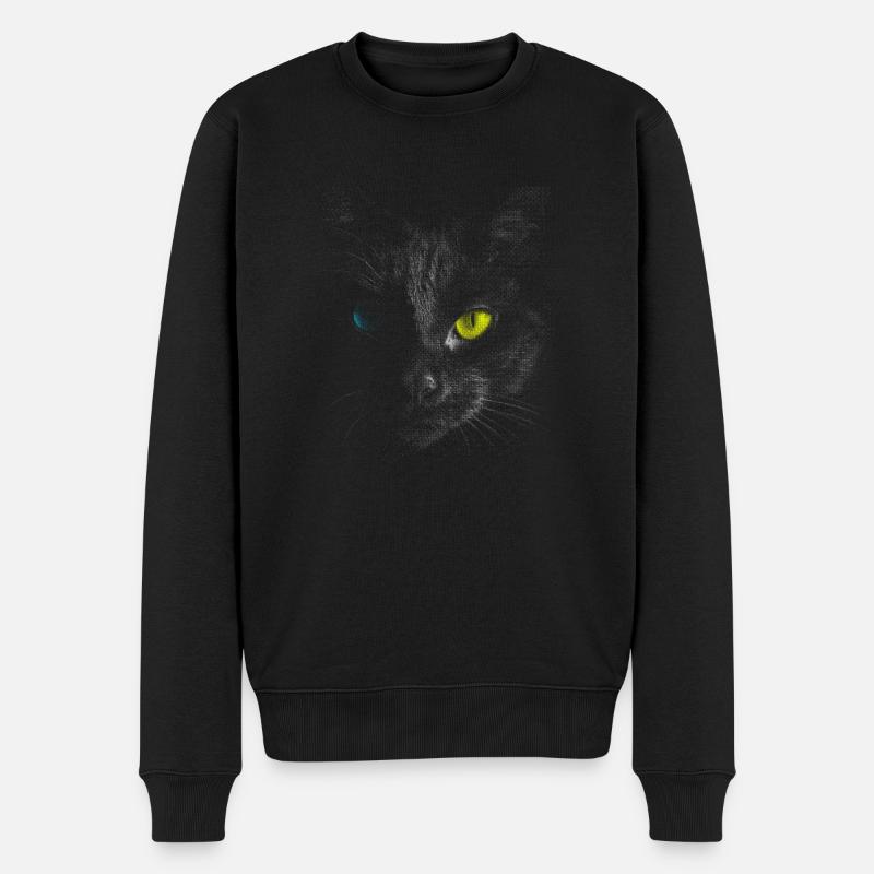Schwarze Katze - Männer Premium Bio Pullover - Schwarz