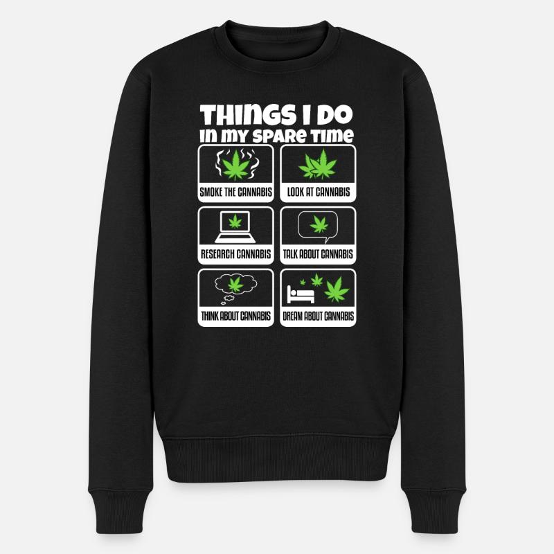 Cannabis - Männer Premium Bio Pullover - Schwarz