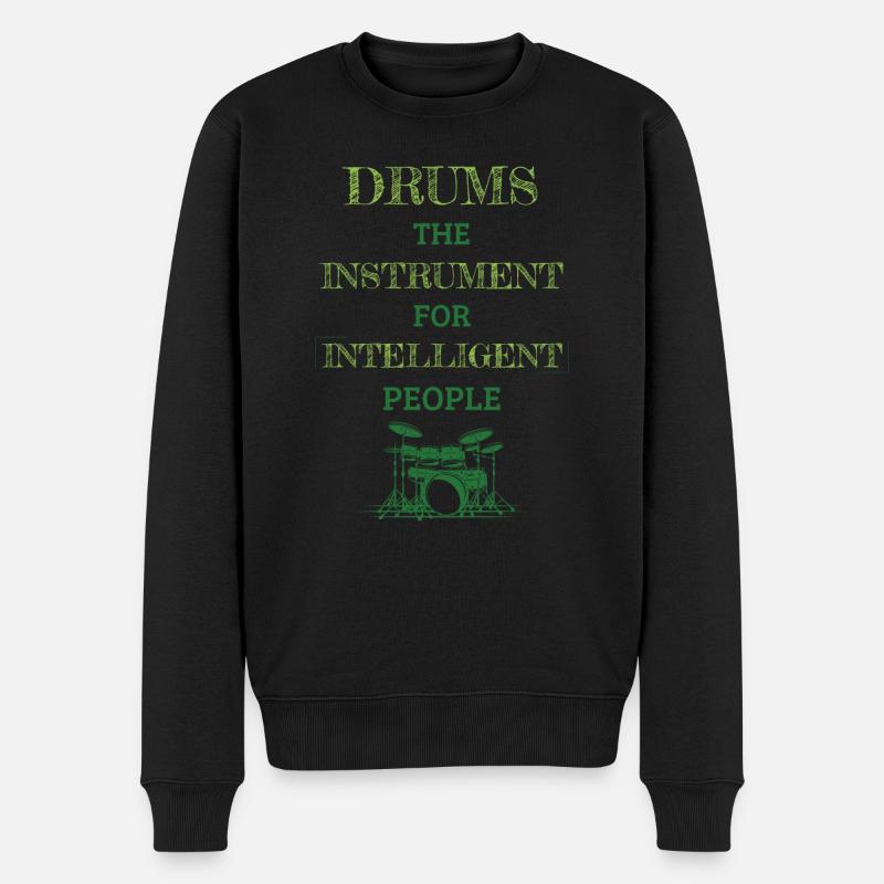 Drums Instrument For Intelligent People Retro Lime - Männer Premium Bio Pullover - Schwarz