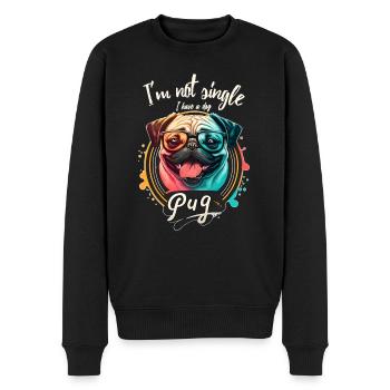 Funny Dog - I am not single I have a dog (pug) - Men's Premium Organic Jumper - black - Front - Nico (187cm)