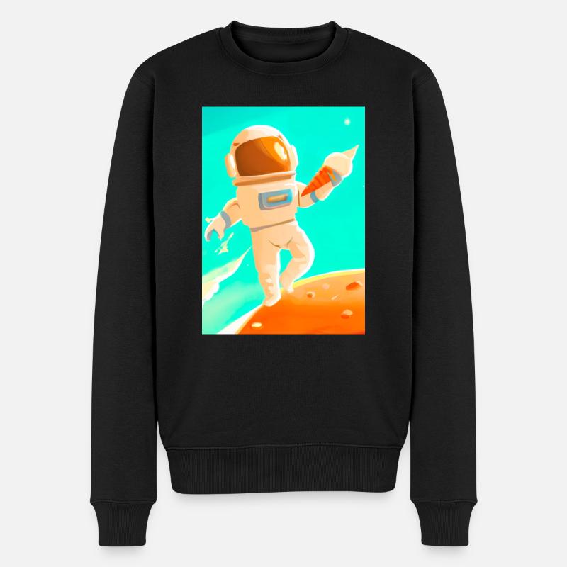 Astronaut mit Eiscreme - Männer Premium Bio Pullover - Schwarz