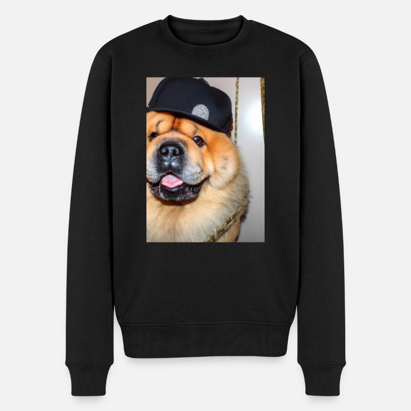 Cooler Hund mit Mütze - Männer Premium Bio Pullover - Schwarz