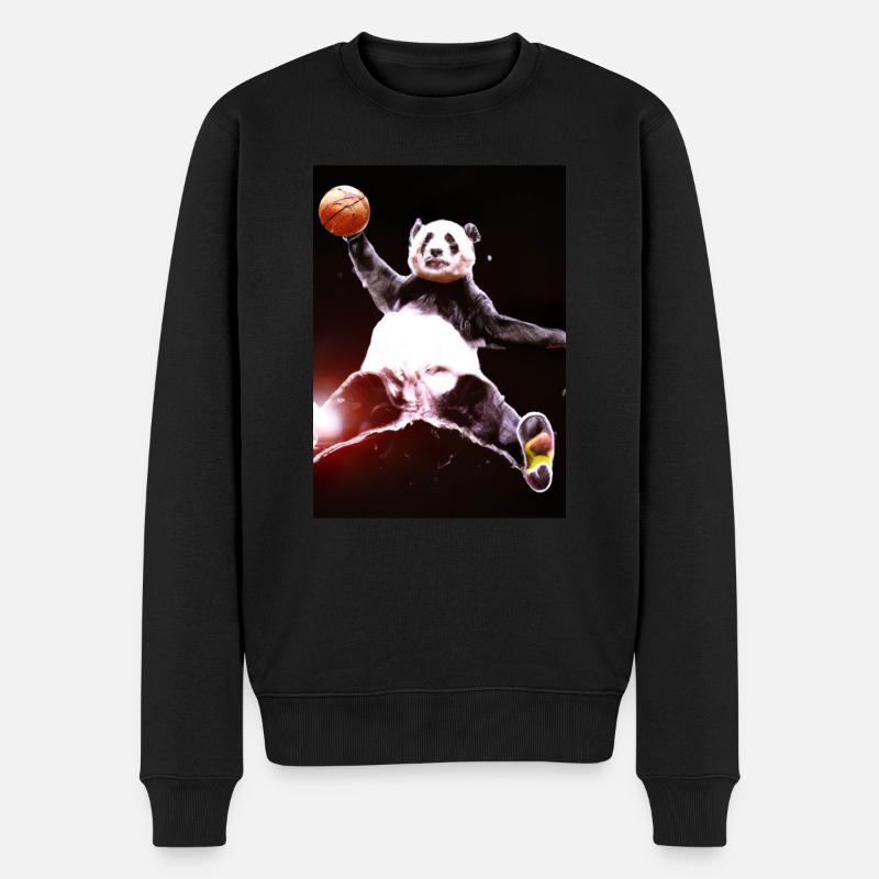 Basketball Dunk Panda - Männer Premium Bio Pullover - Schwarz