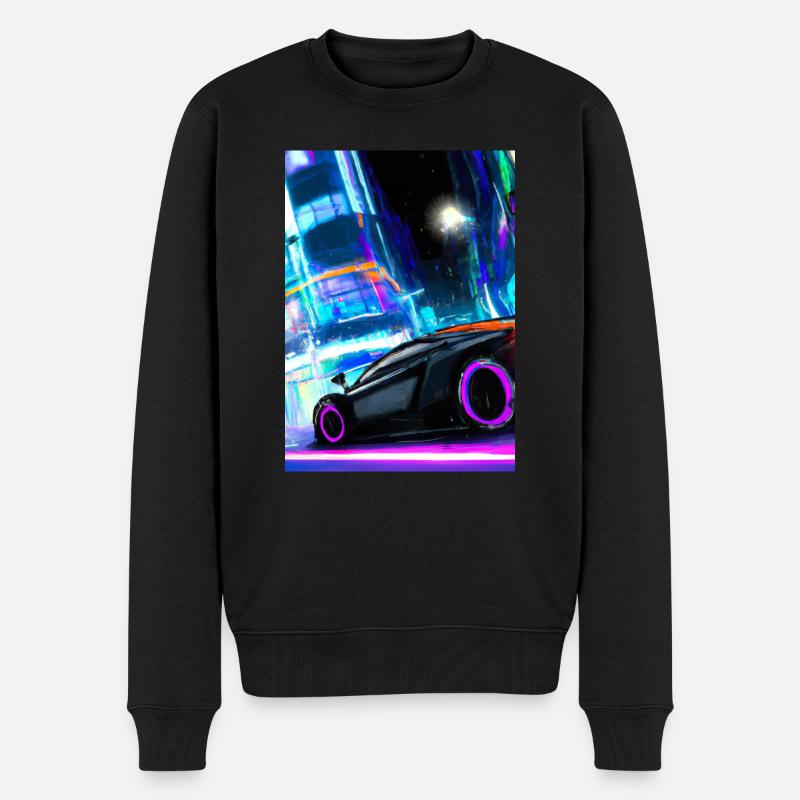 Sportwagen in der Großstadt - Männer Premium Bio Pullover - Schwarz
