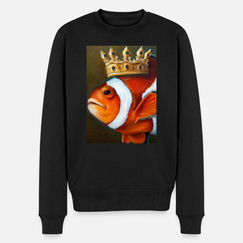 Clownfisch mit einer Krone - Männer Premium Bio Pullover - Schwarz