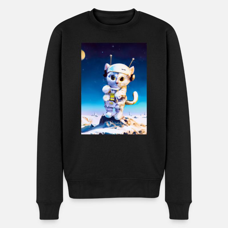 Astronautenkatze - Männer Premium Bio Pullover - Schwarz