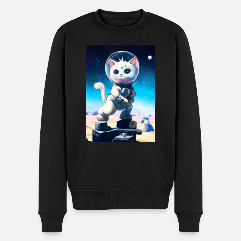 Astronautenkatze - Männer Premium Bio Pullover - Schwarz