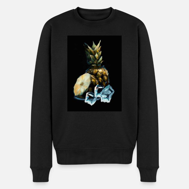 Ananas und Eiswürfel - Männer Premium Bio Pullover - Schwarz