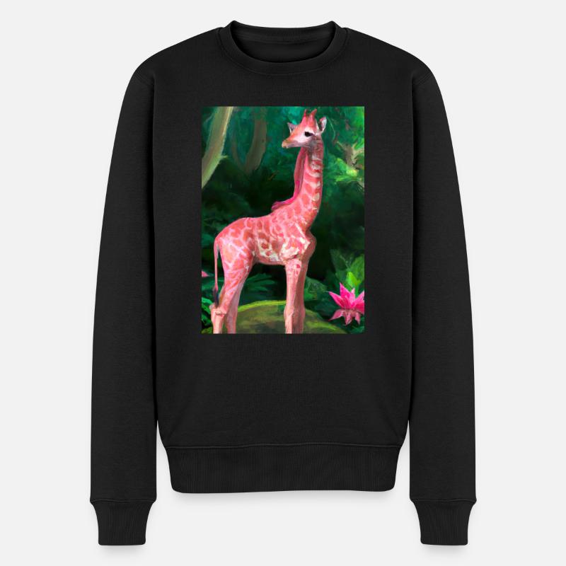 Rosa Giraffe - Männer Premium Bio Pullover - Schwarz