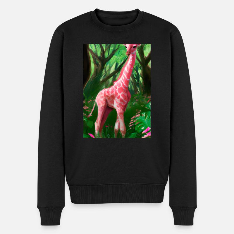 Rosa Giraffe - Männer Premium Bio Pullover - Schwarz