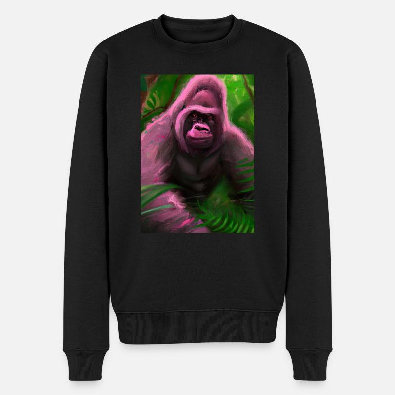 Rosa Gorilla - Männer Premium Bio Pullover - Schwarz