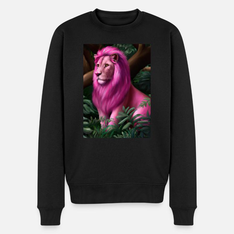 Rosa Löwe - Männer Premium Bio Pullover - Schwarz