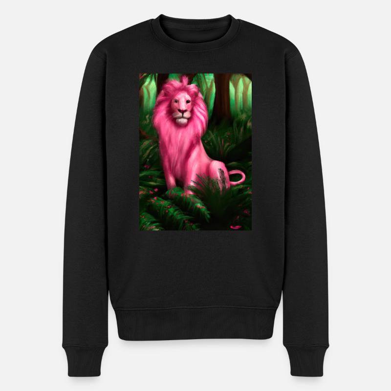 Rosa Löwe - Männer Premium Bio Pullover - Schwarz