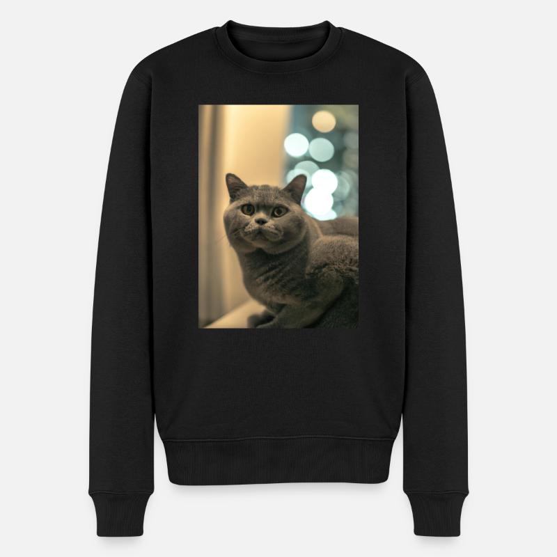 Britische Kurzhaarkatze - Männer Premium Bio Pullover - Schwarz