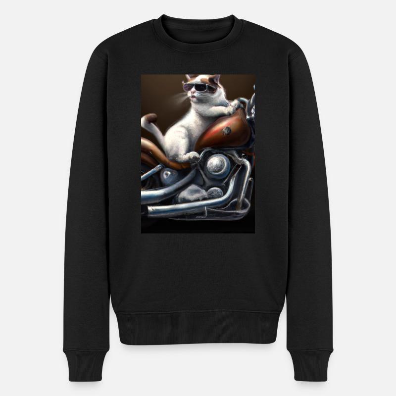 Motorrad Katze - Männer Premium Bio Pullover - Schwarz