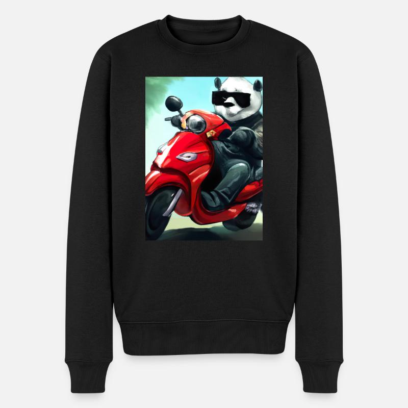 Motorrad-Panda - Männer Premium Bio Pullover - Schwarz