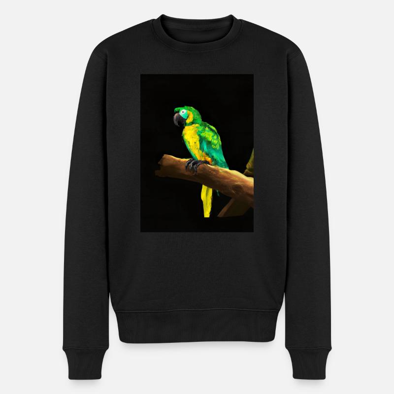 Papagei auf einem Baum - Männer Premium Bio Pullover - Schwarz