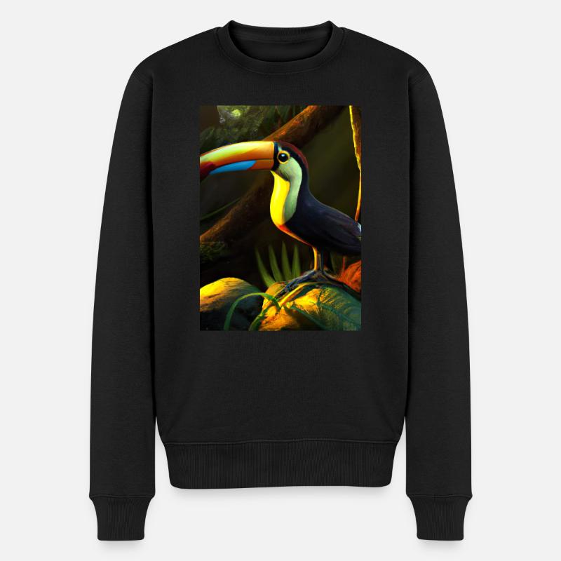 Tukan im Dschungel - Männer Premium Bio Pullover - Schwarz