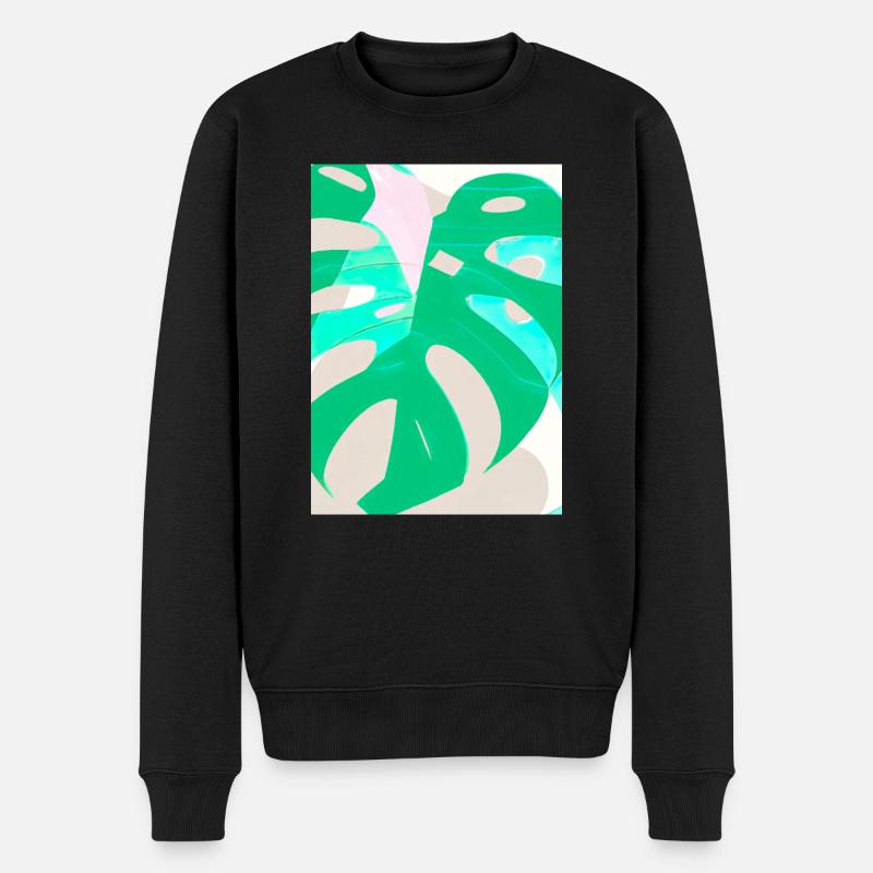 Monstera Pflanze Zusammenfassung - Männer Premium Bio Pullover - Schwarz