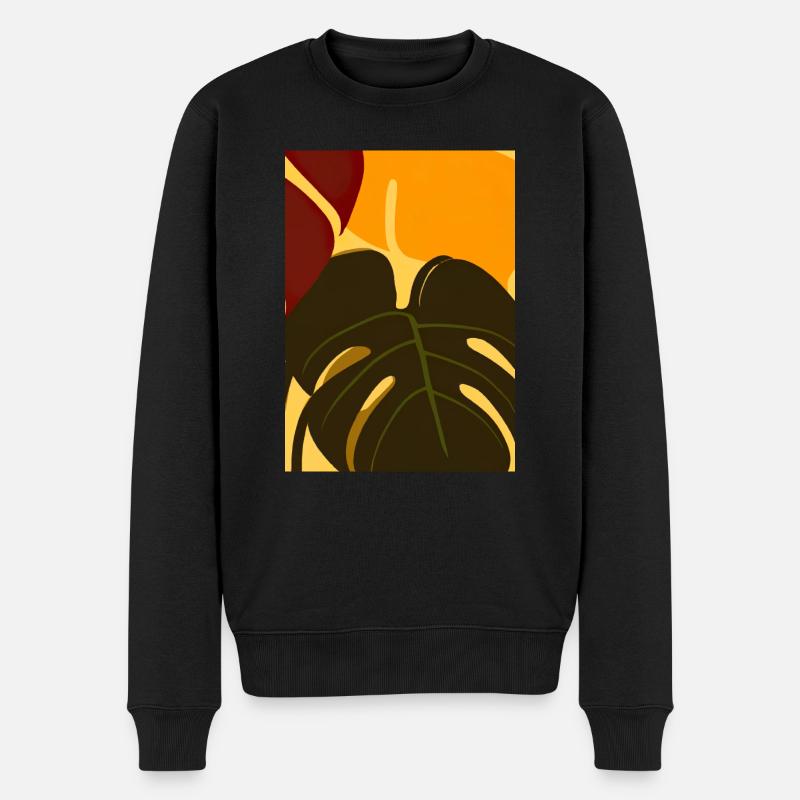 Monstera Pflanze Zusammenfassung - Männer Premium Bio Pullover - Schwarz