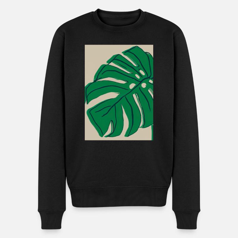Monstera Pflanze Zusammenfassung - Männer Premium Bio Pullover - Schwarz