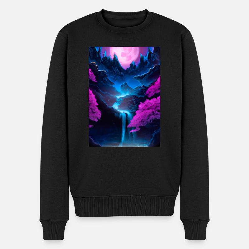 Mystischer Wasserfall - Männer Premium Bio Pullover - Schwarz