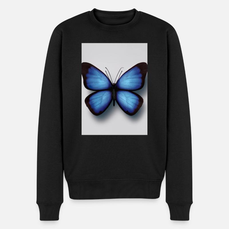 Blauer Schmetterling - Männer Premium Bio Pullover - Schwarz
