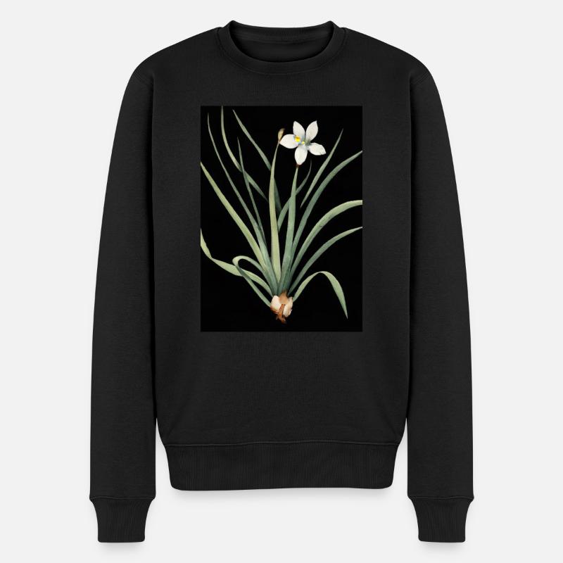 Frontlicht Blume - Männer Premium Bio Pullover - Schwarz