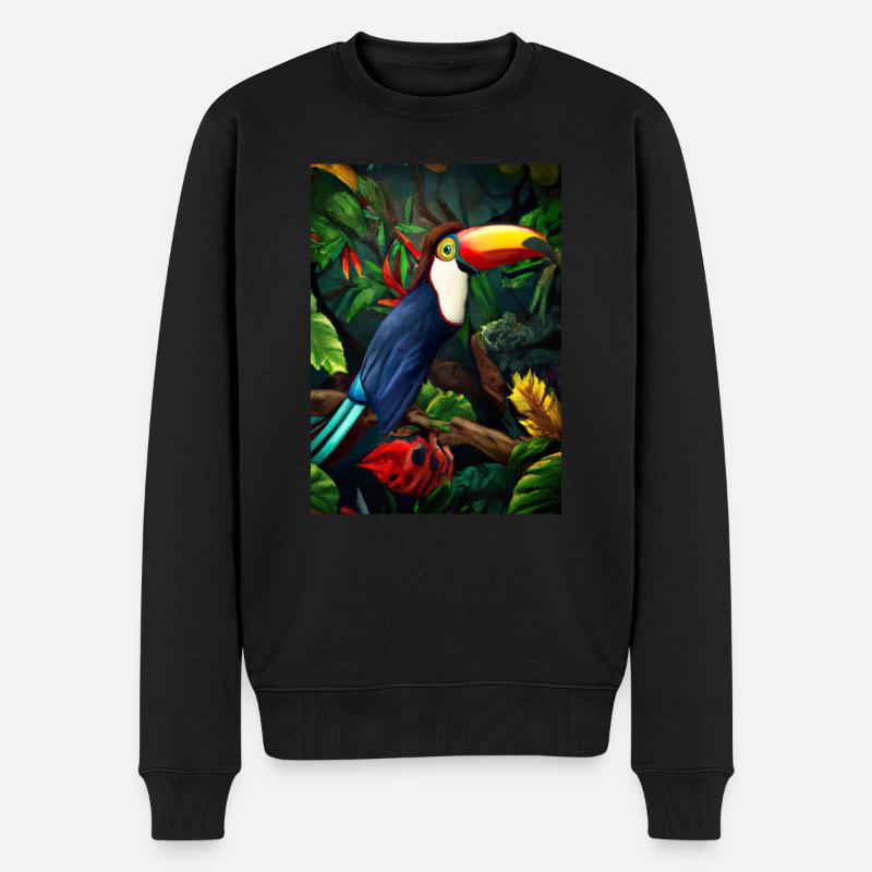 Dschungel-Tukan - Männer Premium Bio Pullover - Schwarz