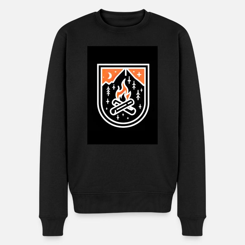 Camping Feuer - Männer Premium Bio Pullover - Schwarz