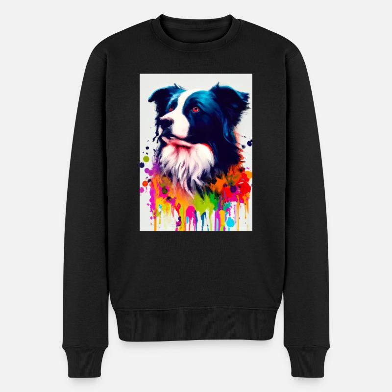 Bunter Border Collie - Männer Premium Bio Pullover - Schwarz