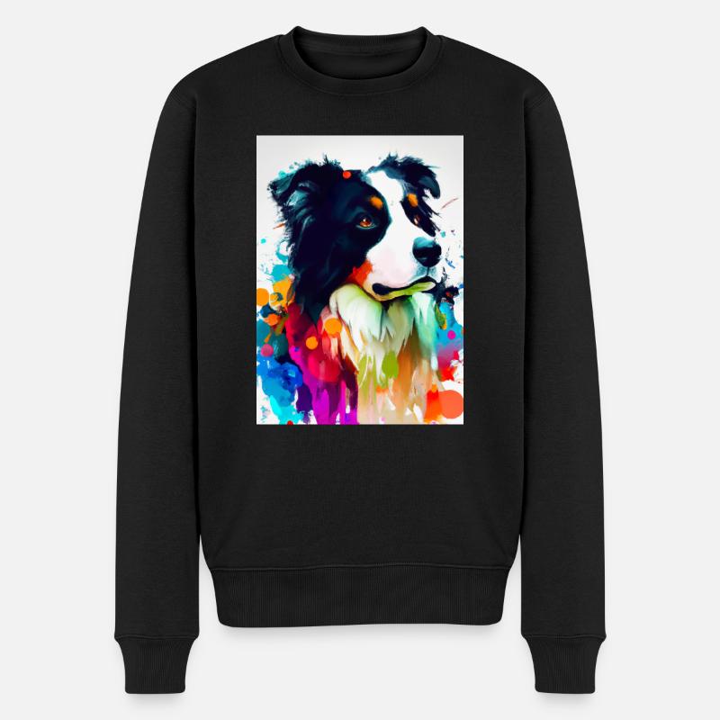 Bunter Border Collie - Männer Premium Bio Pullover - Schwarz