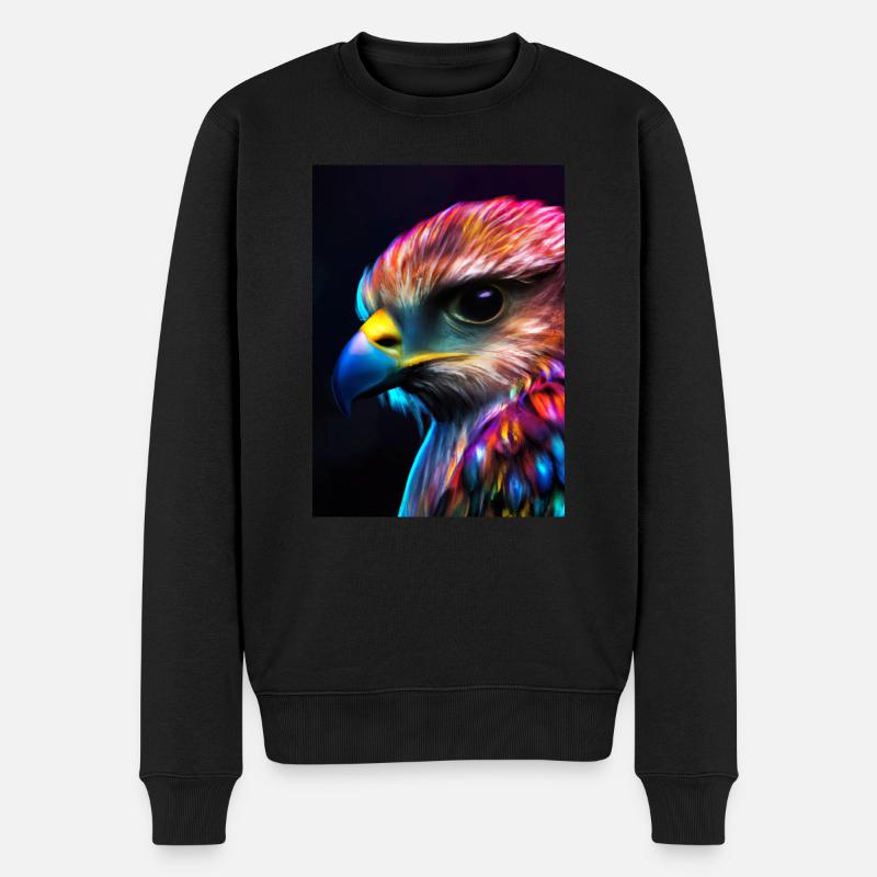 Buntes Vogelgesicht - Männer Premium Bio Pullover - Schwarz