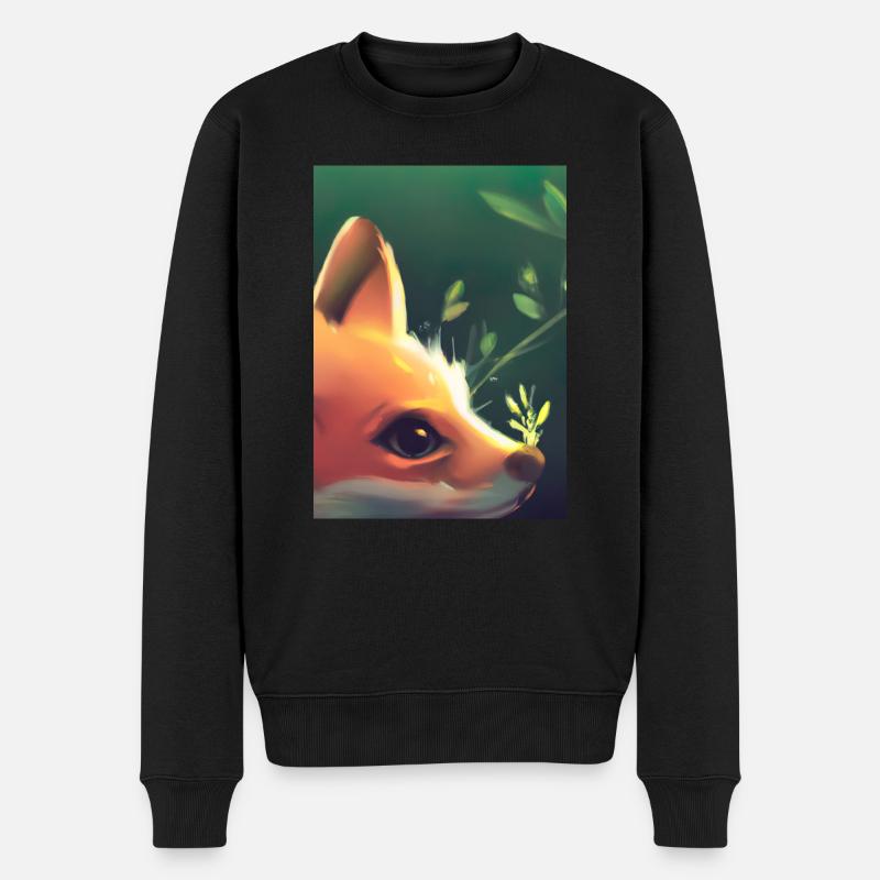 Niedliche Fuchs-Malerei - Männer Premium Bio Pullover - Schwarz