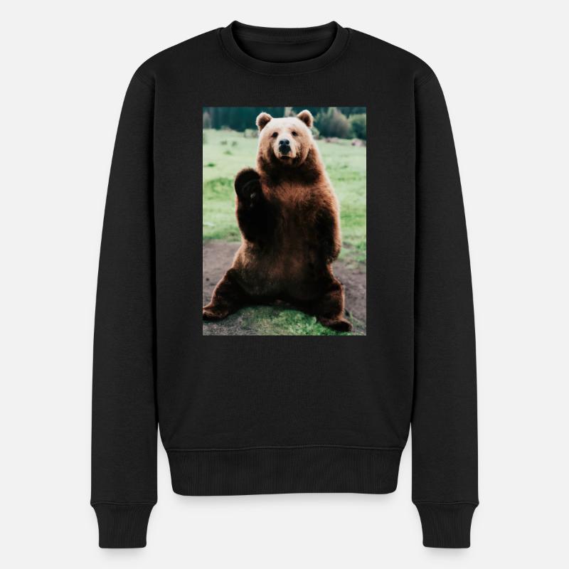 Niedlicher Hallo-Bär - Männer Premium Bio Pullover - Schwarz