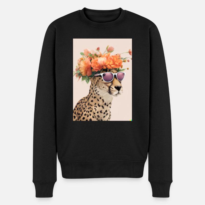 Blumenmode Löwe - Männer Premium Bio Pullover - Schwarz