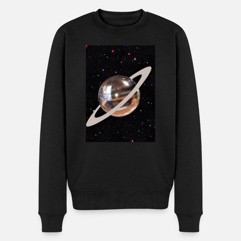 Funky Planet - Männer Premium Bio Pullover - Schwarz