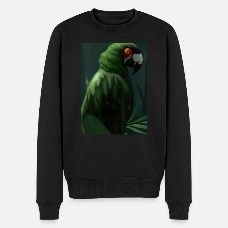 Grüner Dschungelvogel - Männer Premium Bio Pullover - Schwarz
