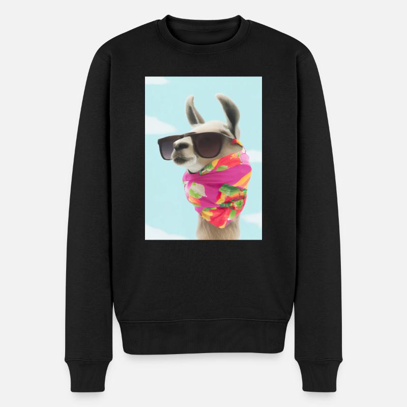 Ferienmode Lama - Männer Premium Bio Pullover - Schwarz