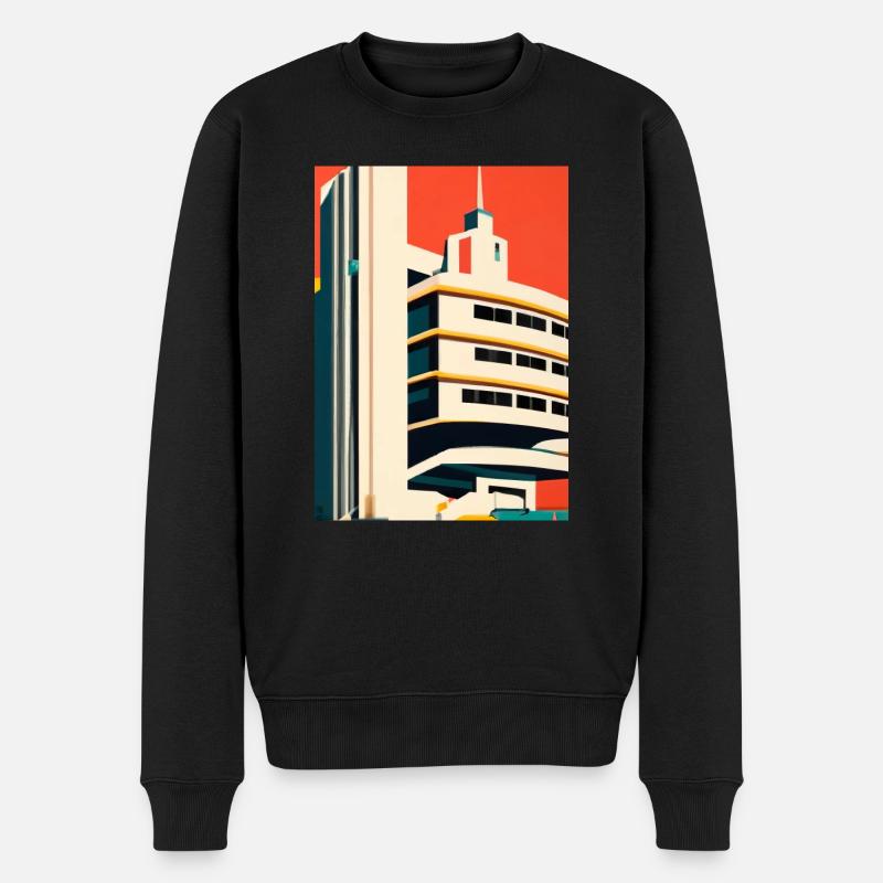 Minimalistisches Stadthaus - Männer Premium Bio Pullover - Schwarz