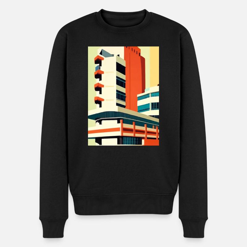 Minimalistisches Stadthaus - Männer Premium Bio Pullover - Schwarz
