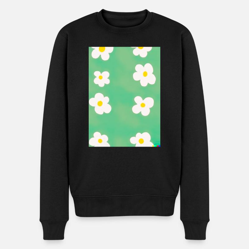 Blumen malen Muster - Männer Premium Bio Pullover - Schwarz
